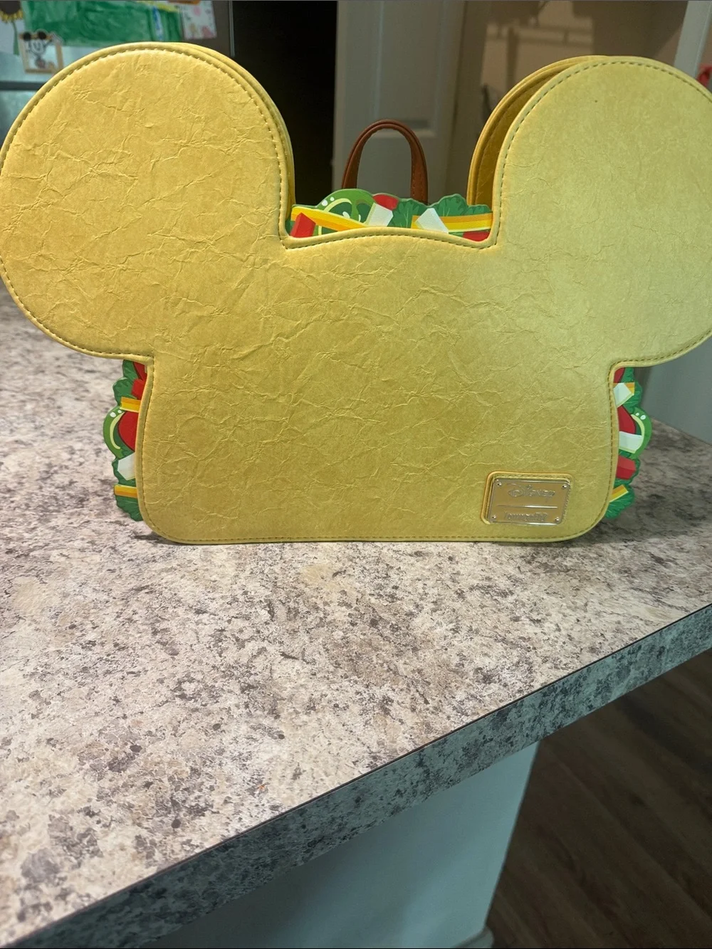 Loungefly Yellow Taco Mickey-Shape Backpack with Colorful Trim-NWT